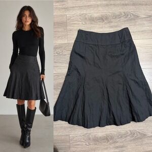 HM Women Black Metallic Cotton Blend A-Line Paneled Midi Skirt Size 4 Whimsigoth